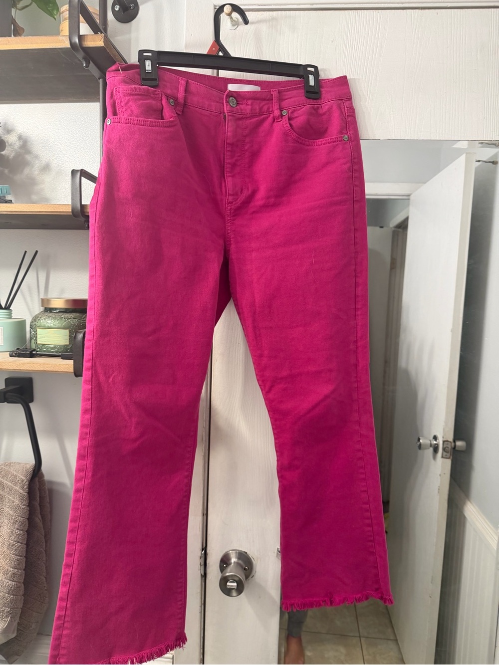 LOFT Hot Pink Wide-Leg Jeans